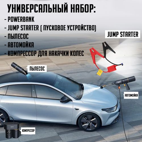 Набор автомобилиста Auto Smart Kit, Пылесос, компрессор, Jump Starter, Автомойка