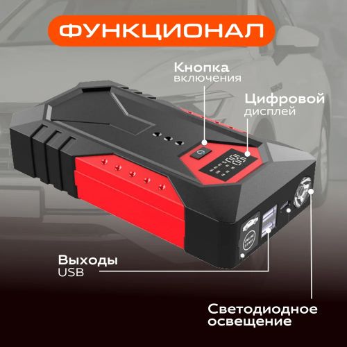 Пусковое зарядное устройство High Power Jump Starter 12000 Mah в чехле