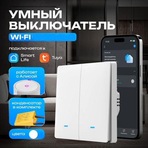 Умный выключатель света Smart Switch WiFi Двойной