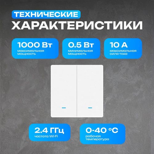 Умный выключатель света Smart Switch WiFi Двойной