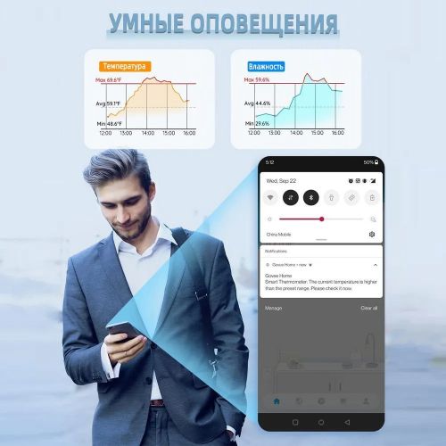 Датчик температуры и влажности для умного дома WiFi Tuya