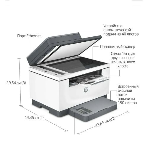 Лазерное МФУ HP LaserJet MFP M233sdw, WiFi,USB,LAN (черно-белая печать)